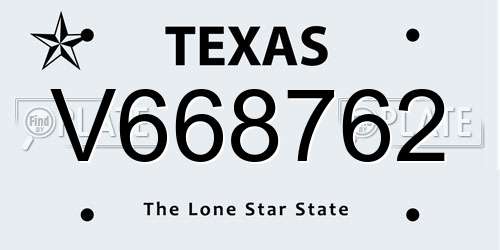 V668762 Texas License Plate