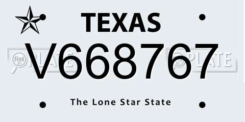 V668767 Texas License Plate