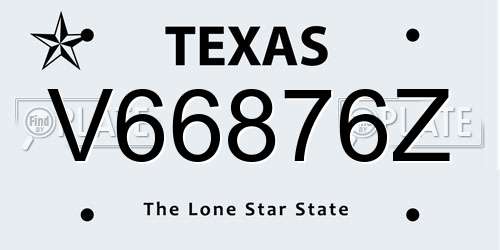 V66876Z Texas License Plate