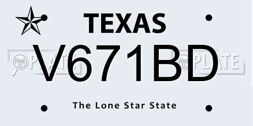 V671BD Texas License Plate