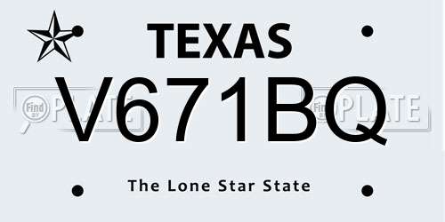 V671BQ Texas License Plate