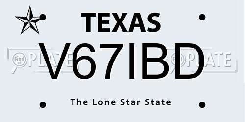 V67IBD Texas License Plate