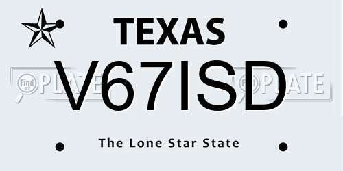 V67ISD Texas License Plate