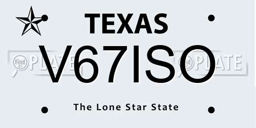 V67ISO Texas License Plate
