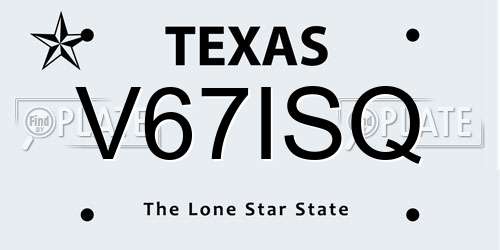 V67ISQ Texas License Plate