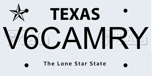 V6CAMRY Texas License Plate