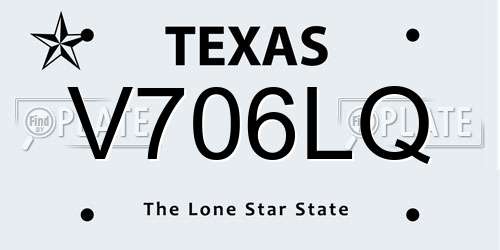 V706LQ Texas License Plate