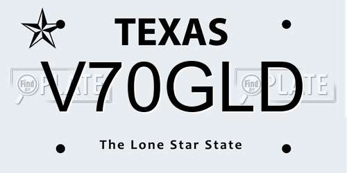 V70GLD Texas License Plate