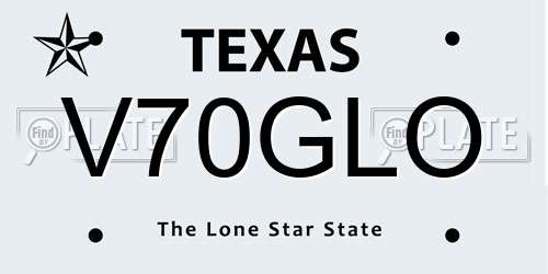 V70GLO Texas License Plate