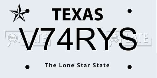 V74RYS Texas License Plate