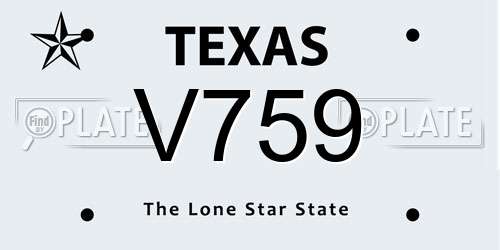 V759 Texas License Plate