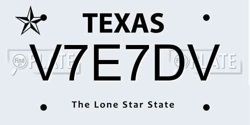 V7E7DV Texas License Plate