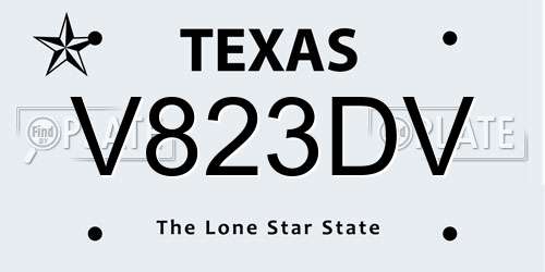 V823DV Texas License Plate
