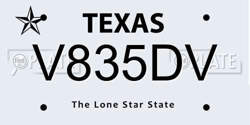 V835DV Texas License Plate
