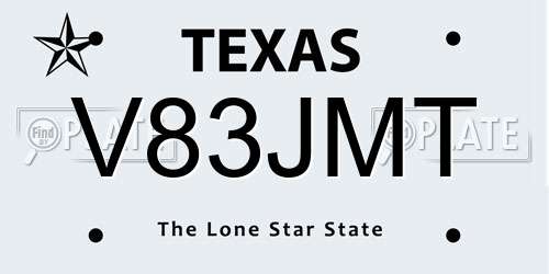 V83JMT Texas License Plate