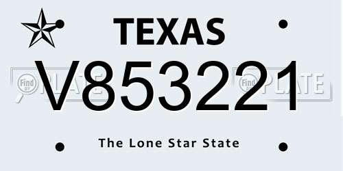 V853221 Texas License Plate