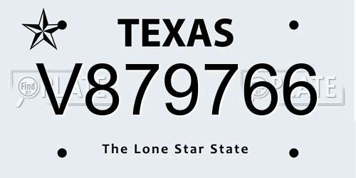 V879766 Texas License Plate