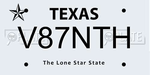 V87NTH Texas License Plate