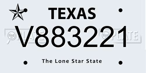 V883221 Texas License Plate