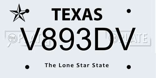 V893DV Texas License Plate