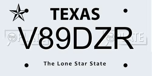 V89DZR Texas License Plate