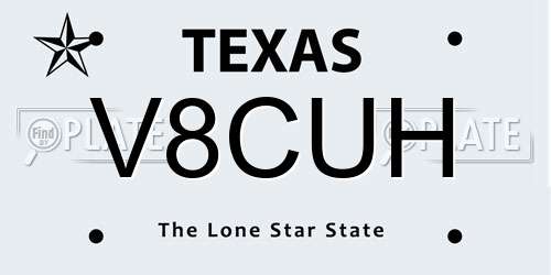 V8CUH Texas License Plate