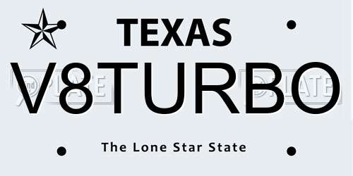 V8TURBO Texas License Plate
