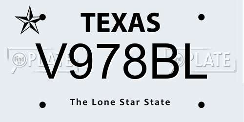 V978BL Texas License Plate