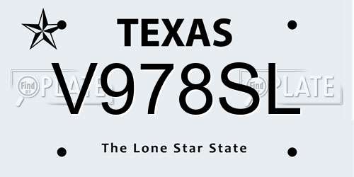 V978SL Texas License Plate