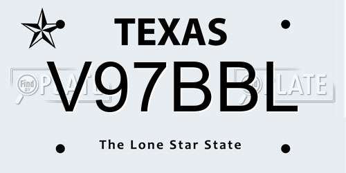 V97BBL Texas License Plate