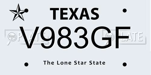 V983GF Texas License Plate