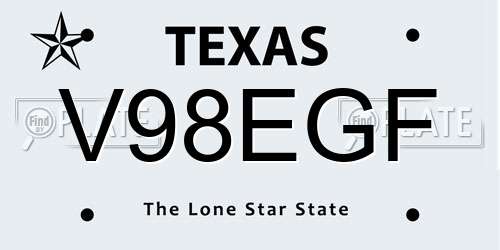 V98EGF Texas License Plate
