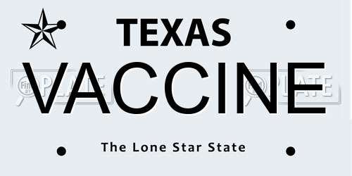 VACCINE Texas License Plate