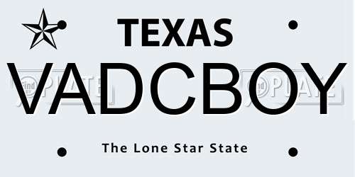 VADCBOY Texas License Plate