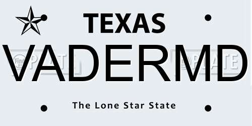 VADERMD Texas License Plate