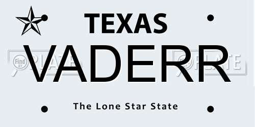 VADERR Texas License Plate