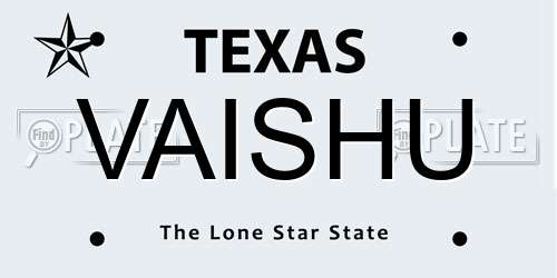 VAISHU Texas License Plate