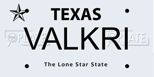 VALKRI Texas License Plate