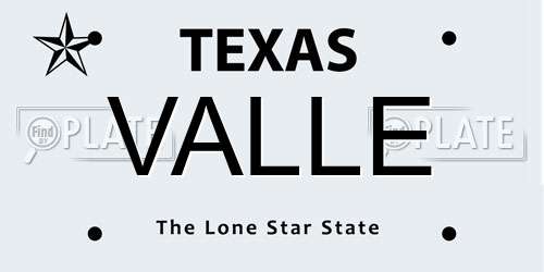 VALLE Texas License Plate