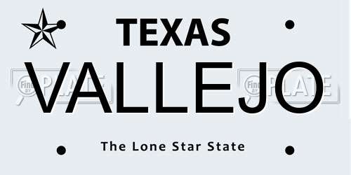 VALLEJO Texas License Plate
