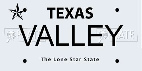 VALLEY Texas License Plate