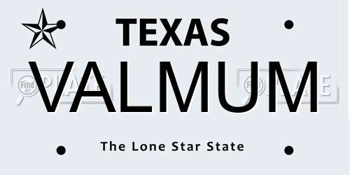 VALMUM Texas License Plate