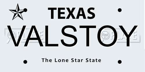 VALSTOY Texas License Plate