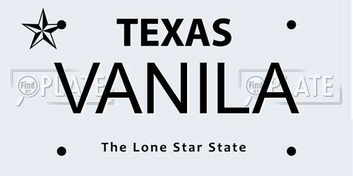 VANILA Texas License Plate