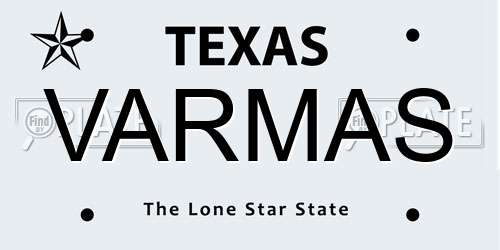 VARMAS Texas License Plate