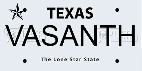 VASANTH Texas License Plate