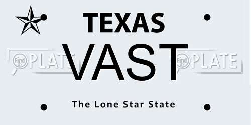 VAST Texas License Plate