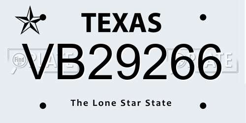 VB29266 Texas License Plate