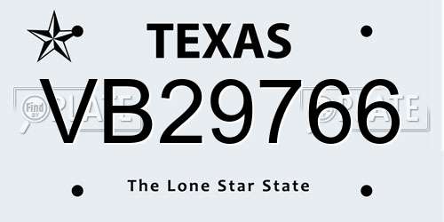 VB29766 Texas License Plate