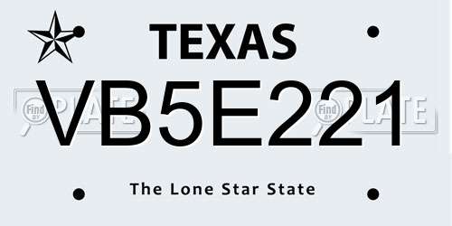 VB5E221 Texas License Plate